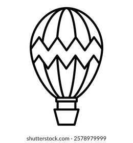 hot air balloon icon Black and white logo