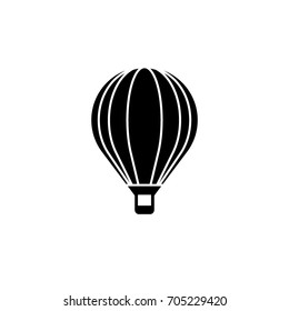 Hot air balloon icon. Black and white minimalistic symbol of travel.