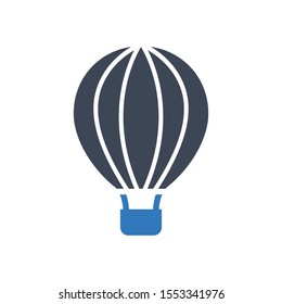 Hot air balloon icon in blue gray color