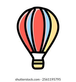 Hot air balloon icon, cartoon style. Vector illustration.