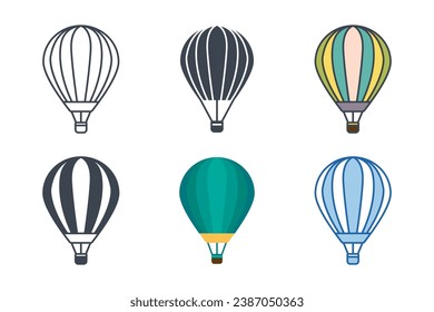 Colección de iconos de globo aerostático con estilos diferentes. Icono de globo de aire Icono ilustración vector aislado en fondo blanco