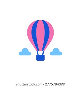 Hot Air Balloon Icon Containing balloon flight, air travel, adventure, and tourism concept. Flat icon