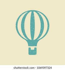 Hot air balloon icon. Flat vector illustration in grunge style