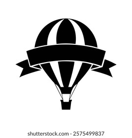 Hot air balloon icon in flat style. Vintage sky transport, air journey flying aerostat vector symbol