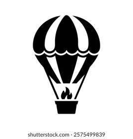 Hot air balloon icon in flat style. Vintage sky transport, air journey flying aerostat vector symbol