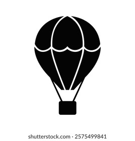 Hot air balloon icon in flat style. Vintage sky transport, air journey flying aerostat vector symbol