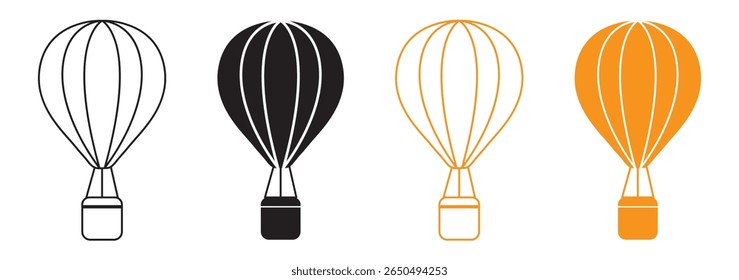 Ícone de balão de ar quente em estilo plano. Ilustração do vetor aerostático em fundo isolado. Conceito de negócio de sinal de transporte.