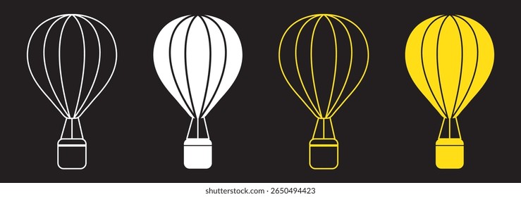 Ícone de balão de ar quente em estilo plano. Ilustração do vetor aerostático em fundo isolado. Conceito de negócio de sinal de transporte.