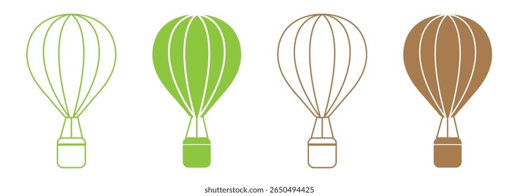 Hot air balloon icon in flat style. Aerostat vector illustration on isolated background. Transport sign business concept.