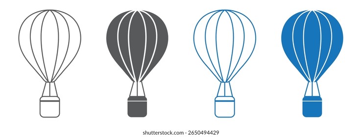 Ícone de balão de ar quente em estilo plano. Ilustração do vetor aerostático em fundo isolado. Conceito de negócio de sinal de transporte.