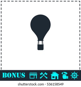 Hot air balloon icon flat. Simple vector symbol and bonus icon
