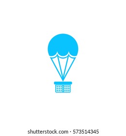 Hot air balloon icon flat. Blue pictogram on white background. Vector illustration symbol