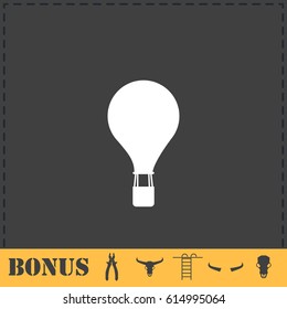 Hot air balloon icon flat. Simple vector symbol and bonus icon