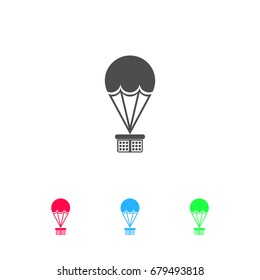 Hot air balloon icon flat. Color pictogram on white background. Vector illustration symbol and bonus icons