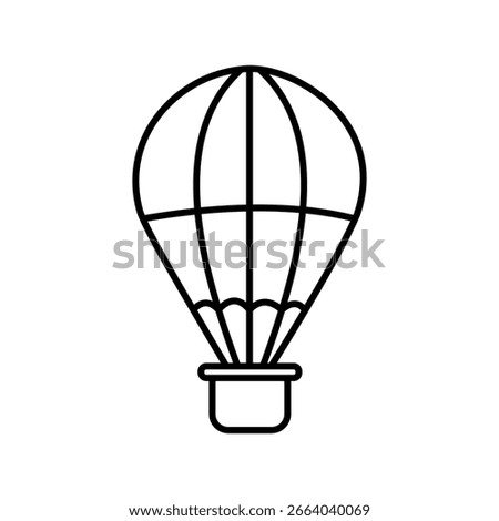Hot air balloon icon in flat style, colorful balloon silhouette symbol, travel and adventure illustration for tourism, leisure, and outdoor concepts.