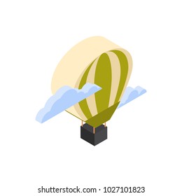Hot Air Balloon Icon Isometric Isolated Travel Concept Vector Illustration