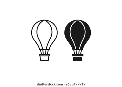 hot air balloon icon line and flat design