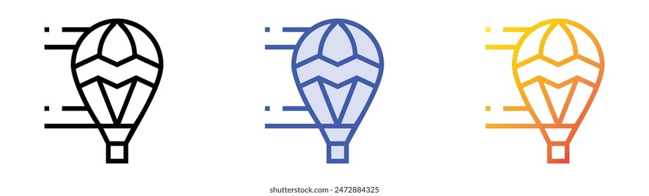 hot air balloon icon. Linear, Blue Fill and Gradient Style Design Isolated On White Background