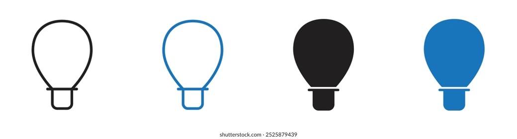 Ícone de balão de ar quente gráficos lineares definem vetor em preto