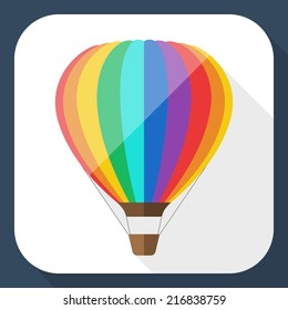 Hot air balloon icon with long shadow