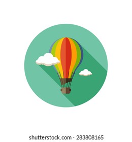 hot air balloon icon with long shadow