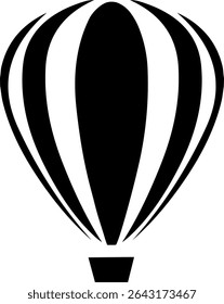 Hot air balloon icon in minimal flat style, ideal for air travel, festival fun, and adventure-filled flight journeys.
