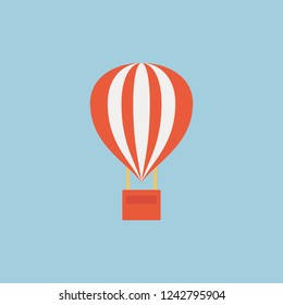 Hot Air Balloon Icon. Modern Minimal Flat Design Style, Vector illustration. Travel Icons Set