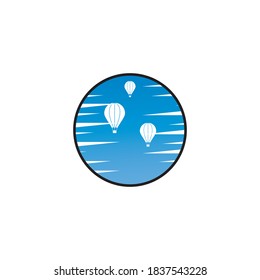 Hot air balloon icon, modern minimal flat design style symbol. Vector illustration, silhouette