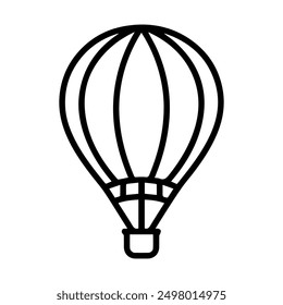 hot air balloon icon or modern line symbol. Vector line art and icon design with bold outline. Black and white Pixel Perfect minimalistic symbol isolated white background. Silhouette simple thin sign