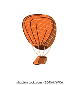 hot air balloon icon over white background, flat and colorful design, vector illustration