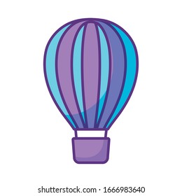 hot air balloon icon over white background, flat style, vector illustration