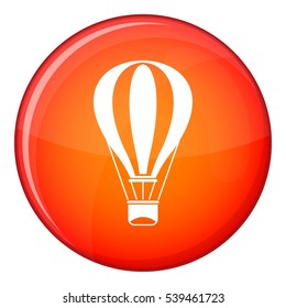 Hot air balloon icon in red circle isolated on white background vector illustration