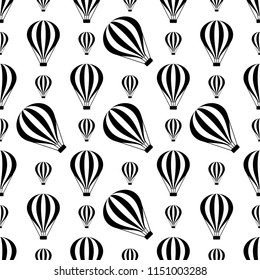 Hot Air Balloon Icon Seamless Pattern Vector Art Illustration