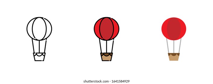 Hot air balloon icon set isolated on white background for web design 
