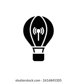 Hot Air Balloon Icon with Signal for Aerial Travel and Global Connectivity