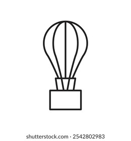 Estilo simples de linha preta do ícone do balão de ar quente.