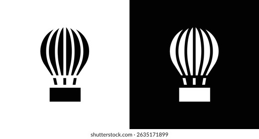 Hot air balloon icon in solid flat trendy design style.