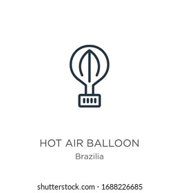 Hot air balloon icon. Thin linear hot air balloon outline icon isolated on white background from brazilia collection. Line vector sign, symbol for web and mobile