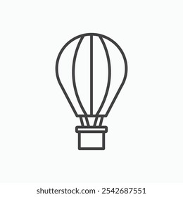 Hot air balloon icon in thin black lines