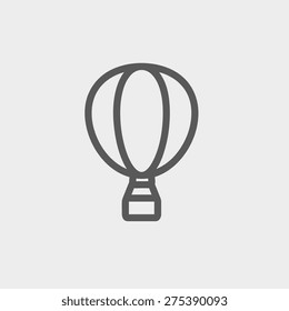 Hot air balloon icon thin line for web and mobile, modern minimalistic flat design. Vector dark grey icon on light grey background.
