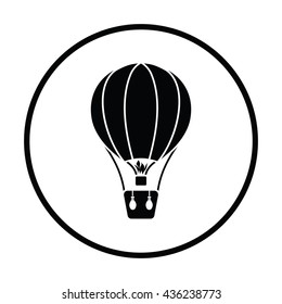 Hot air balloon icon. Thin circle design. Vector illustration.