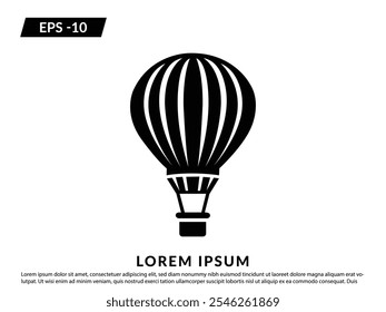 Hot air balloon icon. Air transport for travel. Silhouette hot air balloon vector illustration on a white background.