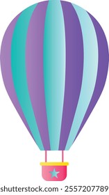 Hot Air Balloon Icon. Air Transportation for Travel. Vector Illustration in Colorful Design.