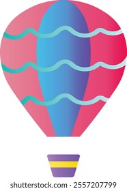 Hot Air Balloon Icon. Air Transportation for Travel. Vector Illustration in Colorful Design.