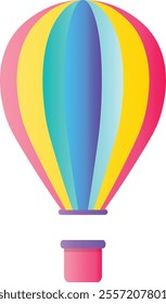 Hot Air Balloon Icon. Air Transportation for Travel. Vector Illustration in Colorful Design.