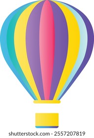 Hot Air Balloon Icon. Air Transportation for Travel. Vector Illustration in Colorful Design.