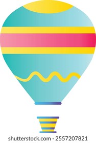 Hot Air Balloon Icon. Air Transportation for Travel. Vector Illustration in Colorful Design.