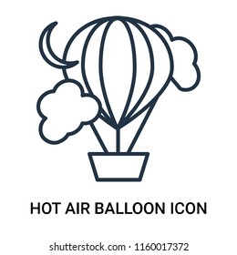 Hot air balloon icon vector isolated on white background, Hot air balloon transparent sign , outline linear symbol or thin lined pictogram