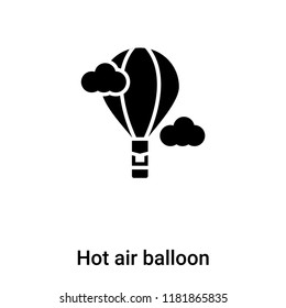 Hot air balloon icon vector isolated on white background, logo concept of Hot air balloon sign on transparent background, filled black symbol