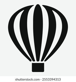 Hot Air Balloon Icon Vector Silhouette. Hot Air balloon Icon. Parachute Icon Silhouette. Black And White Icon.